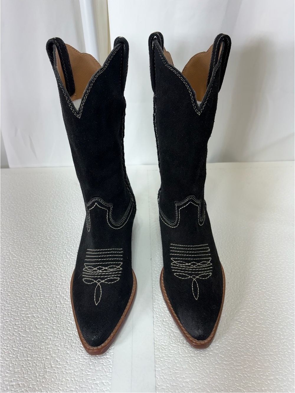 Patricia Nash Black Suede Western Cowboy Boots Size 6 s204